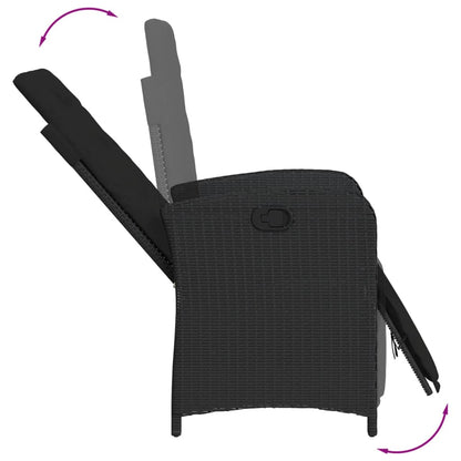 Justerbar trädgårdsstol med fotstöd svart konstrotting