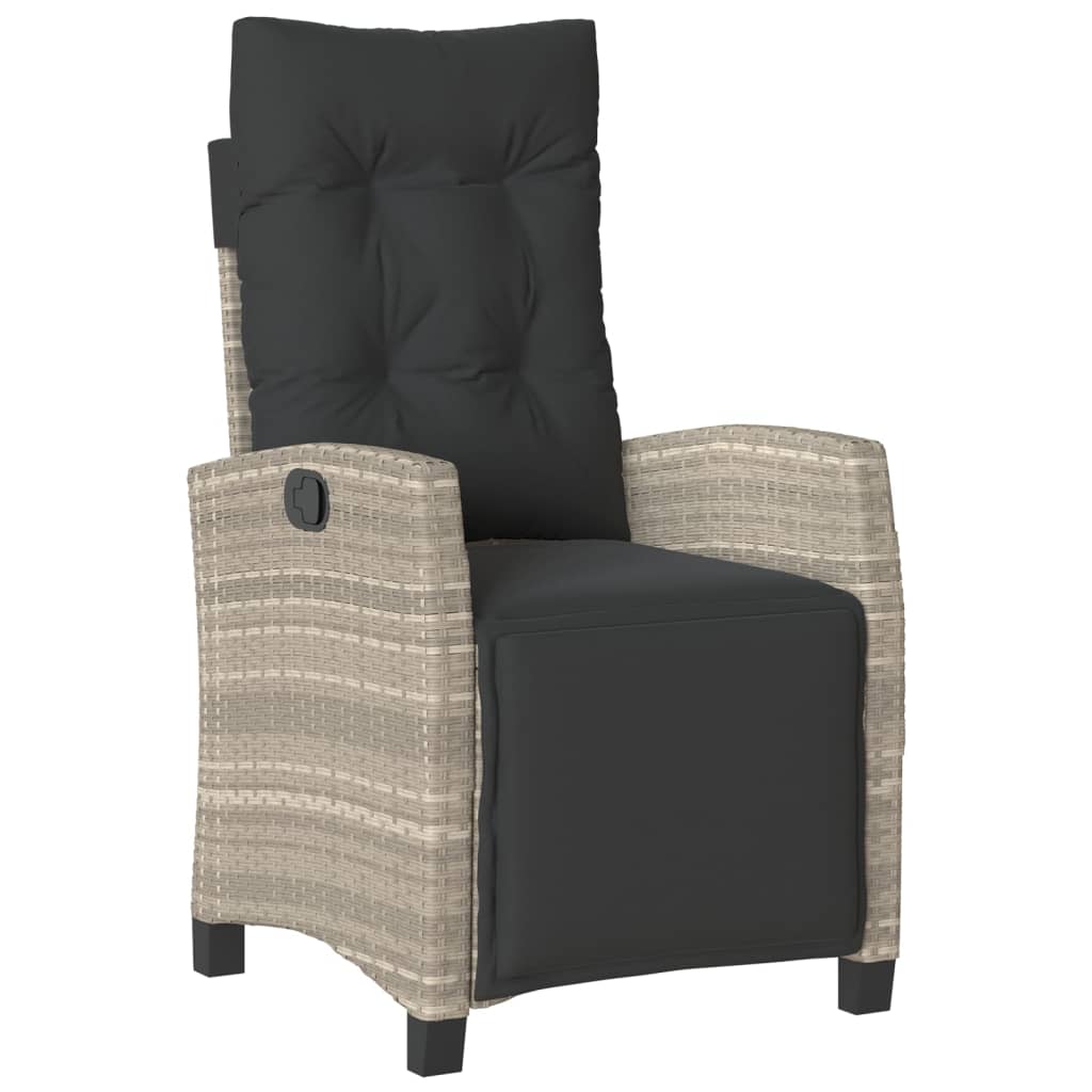 Justerbar trädgårdsstol med fotstöd ljusgrå konstrotting