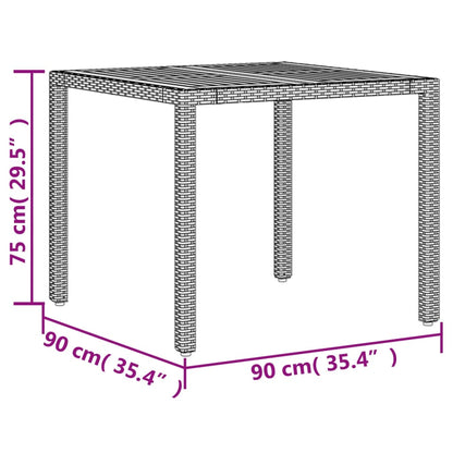 Trädgårdsbord med akaciaträ svart 90x90x75 cm konstrotting