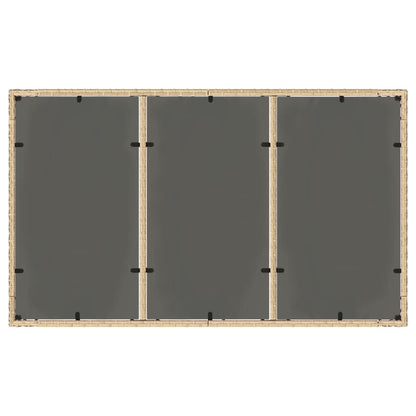 Trädgårdsbord med glasskiva beige 150x90x75 cm konstrotting