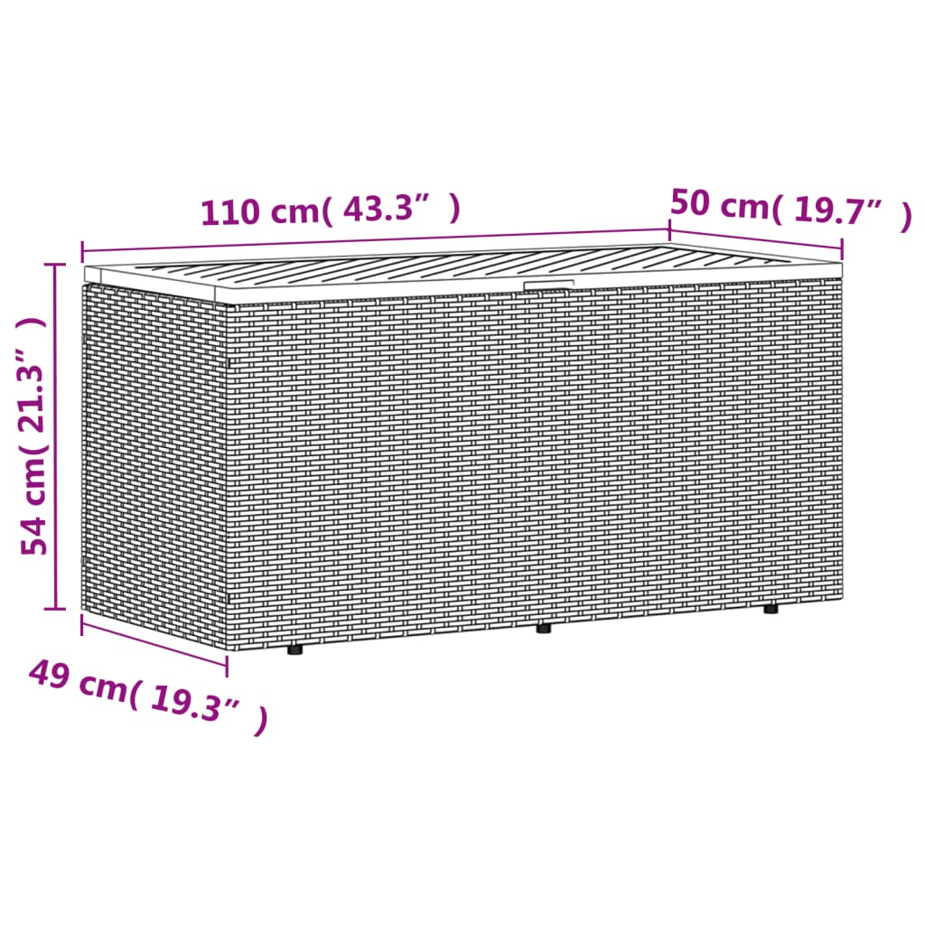 Dynbox beige 110x50x54 cm konstrotting akaciaträ