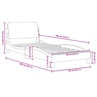 Sängram utan madrass mörkbrun 90x190 cm tyg