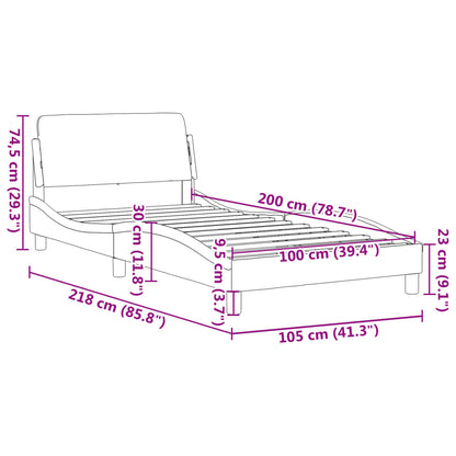 Sängram med huvudgavel utan madrass blå 100x200 cm tyg