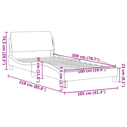 Sängram utan madrass svart 100x200 cm sammet