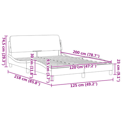 Sängram utan madrass ljusgrå 120x200 cm sammet