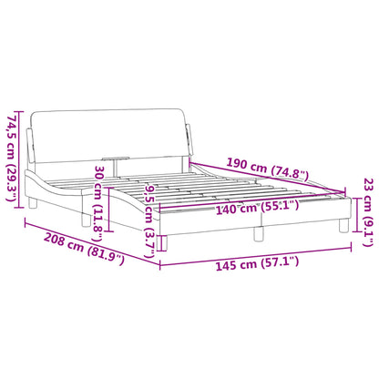 Sängram utan madrass svart 140x190 cm sammet