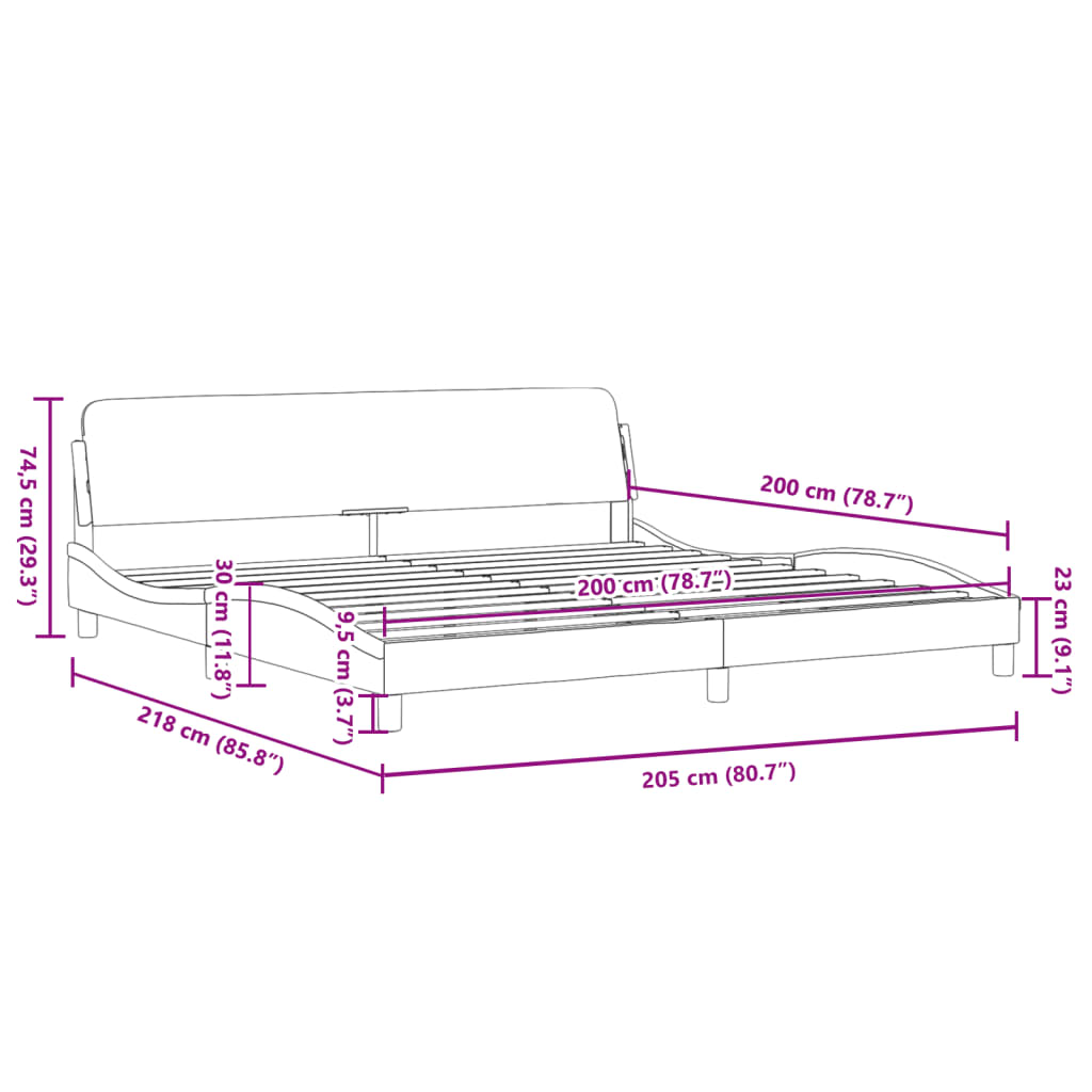 Sängram utan madrass svart 200x200 cm sammet