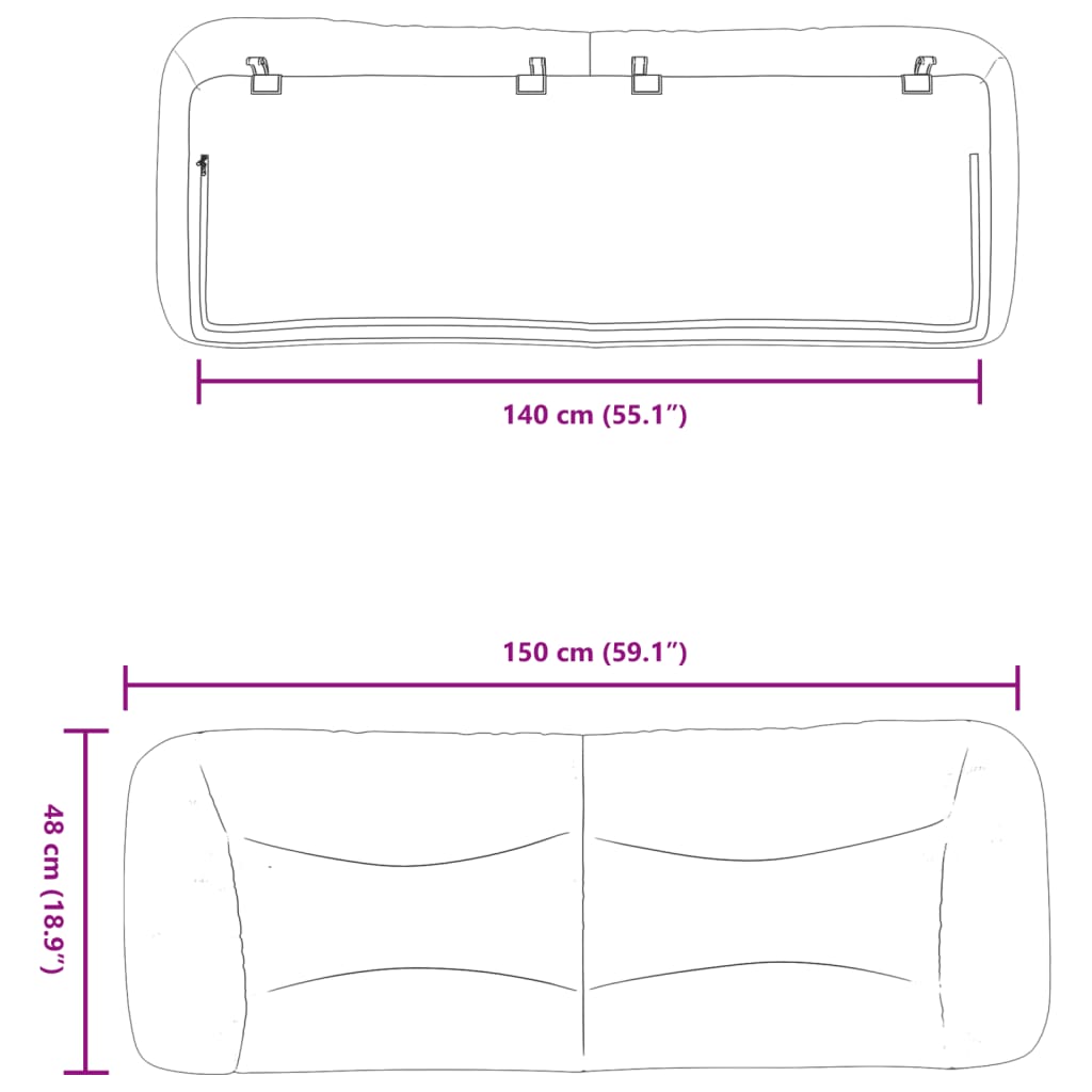 Dyna till huvudgavel svart 140 cm tyg