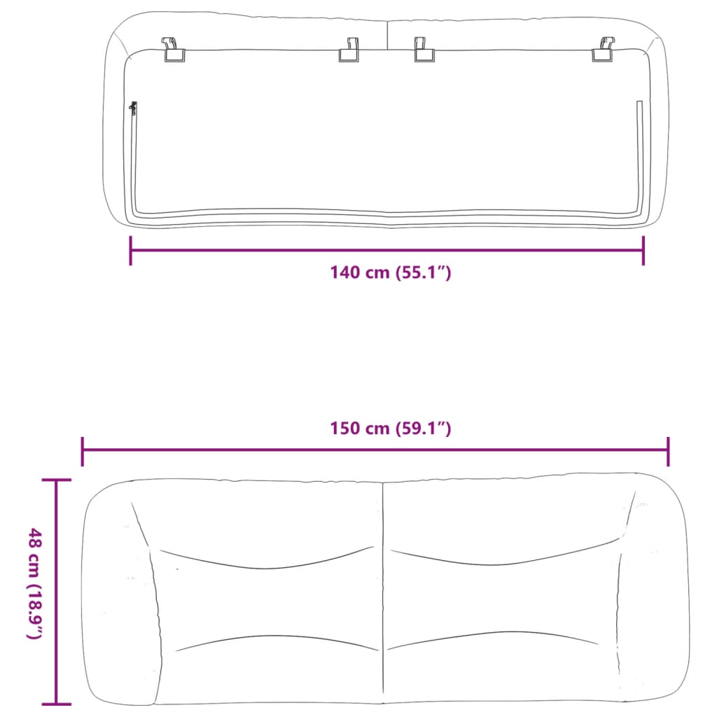 Dyna till huvudgavel mörkbrun 140 cm tyg