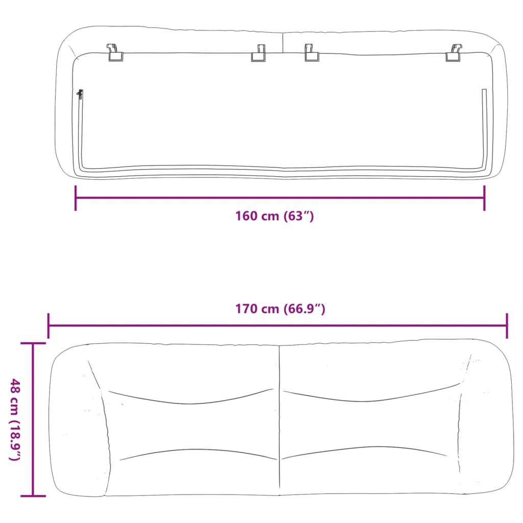 Dyna till huvudgavel svart 160 cm tyg