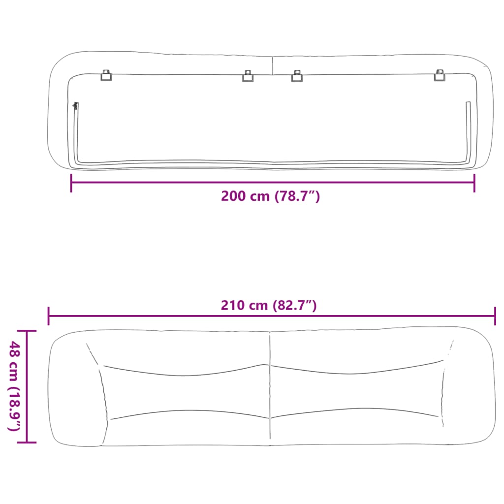 Dyna till huvudgavel svart 200 cm tyg