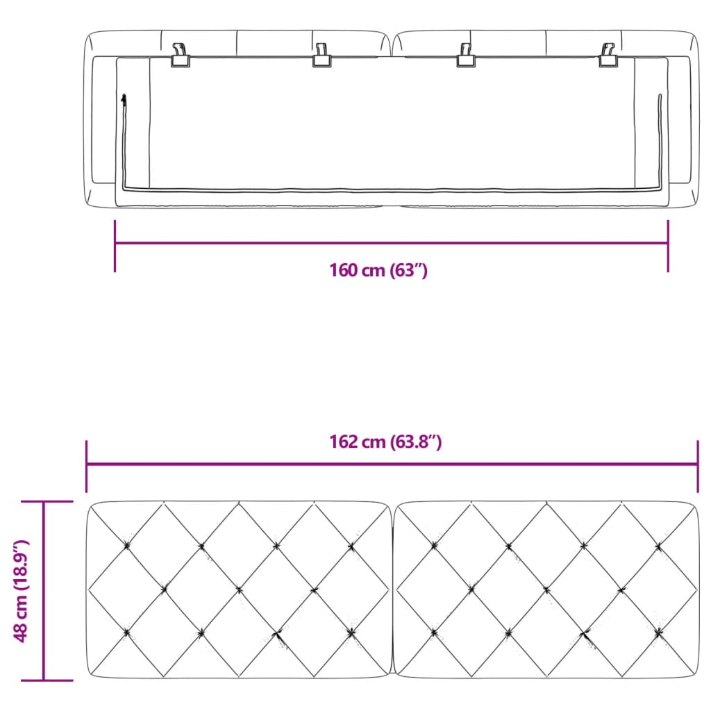 Dyna till huvudgavel svart 160 cm sammet