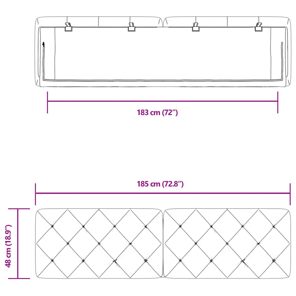 Dyna till huvudgavel svart 180 cm sammet