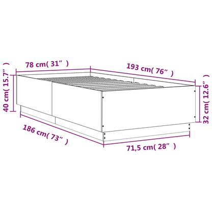 Sängram vit 75x190 cm konstruerat trä