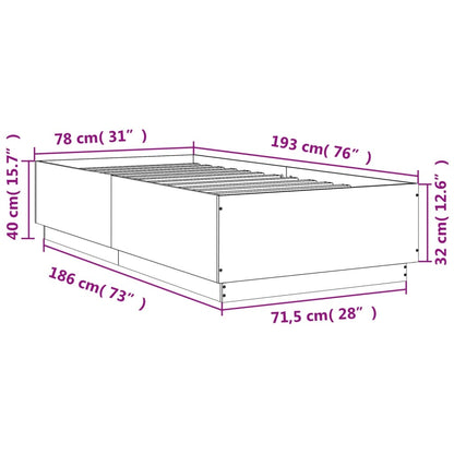 Sängram sonoma-ek 75x190 cm konstruerad trä