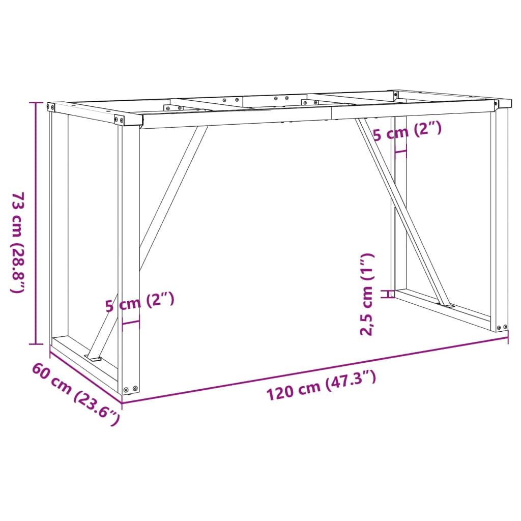 Bordsben för matbord O-ram 120x60x73 cm stål