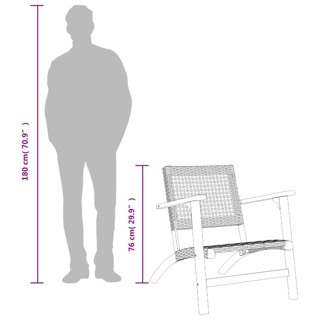 Trädgårdsstolar 2 st svart konstrotting akaciaträ