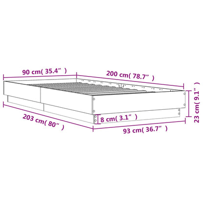 Sängram utan madrass sonoma-ek 90x200 cm konstruerad trä