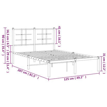 Sängram med huvudgavel metall vit 120x200 cm