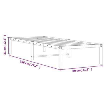 Sängram metall vit 75x190 cm