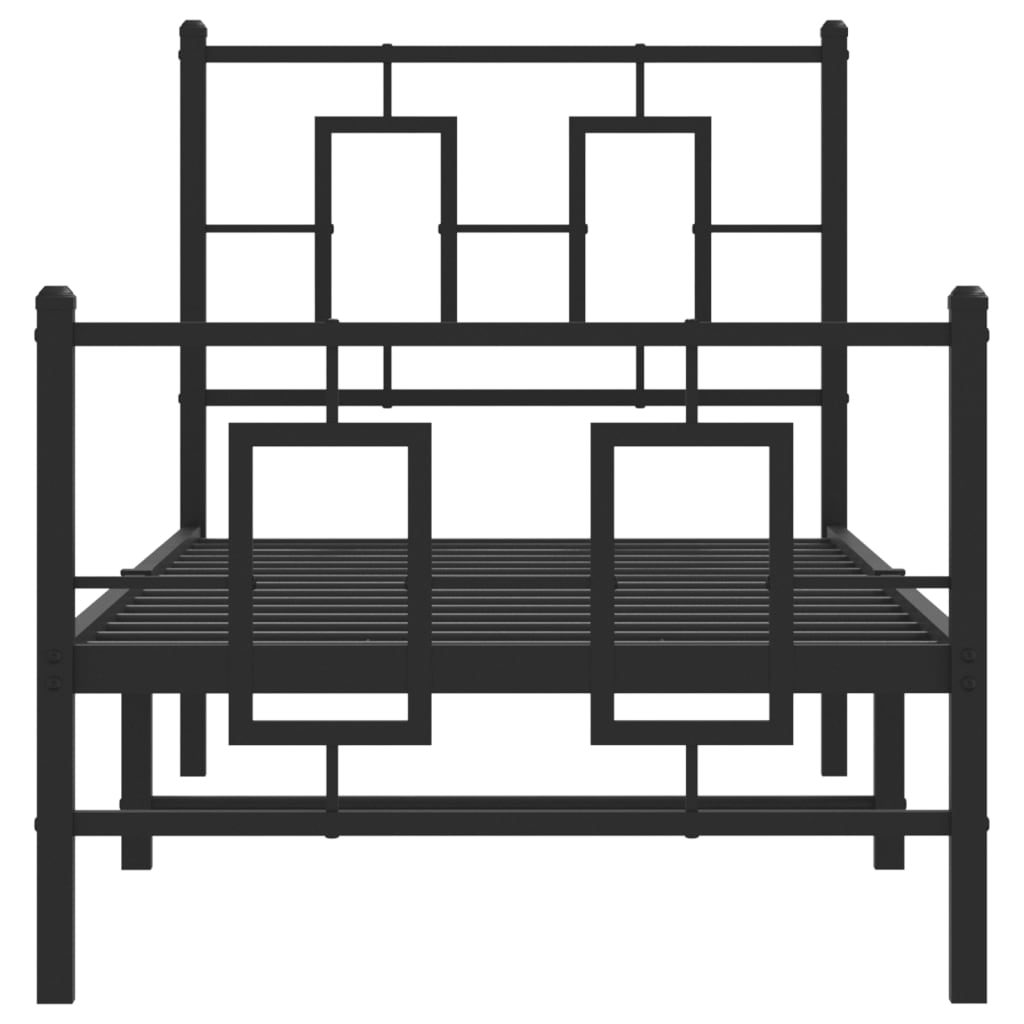 Sängram med huvudgavel och fotgavel svart metall 75x190 cm