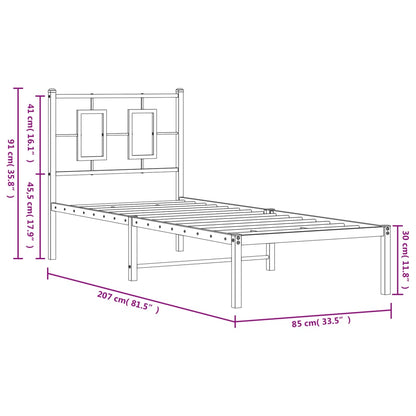 Sängram med huvudgavel metall vit 80x200 cm