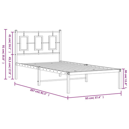 Sängram med huvudgavel metall vit 90x200 cm