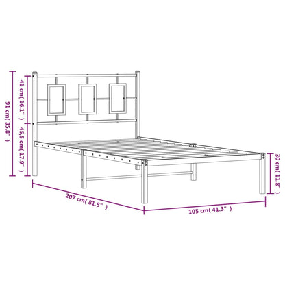 Sängram med huvudgavel metall vit 100x200 cm