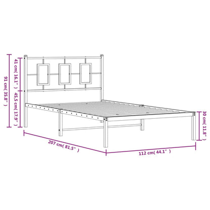 Sängram med huvudgavel metall vit 107x203 cm