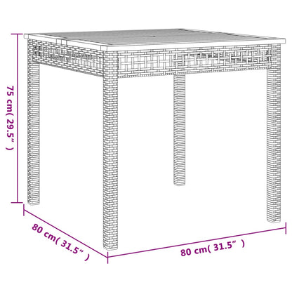 Trädgårdsbord svart 80x80x75 cm konstrotting akaciaträ