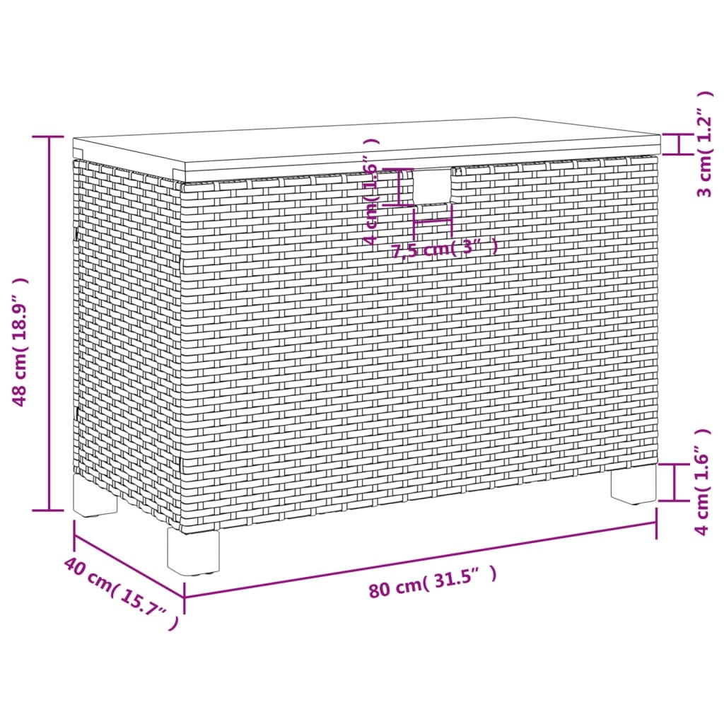 Dynbox svart 80x40x48 cm konstrotting akaciaträ