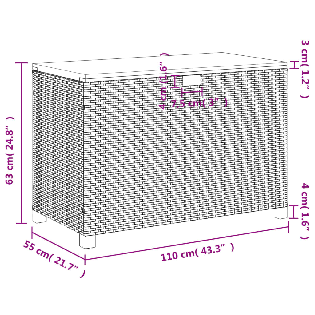 Dynbox svart 110x55x63 cm konstrotting akaciaträ