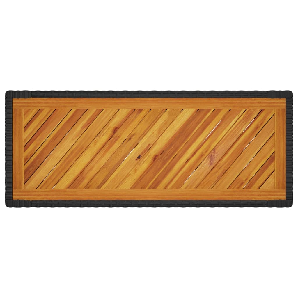 Trädgårdsbord med träskiva svart 100x40x75 cm konstrotting