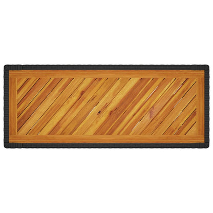 Trädgårdsbord med träskiva svart 100x40x75 cm konstrotting