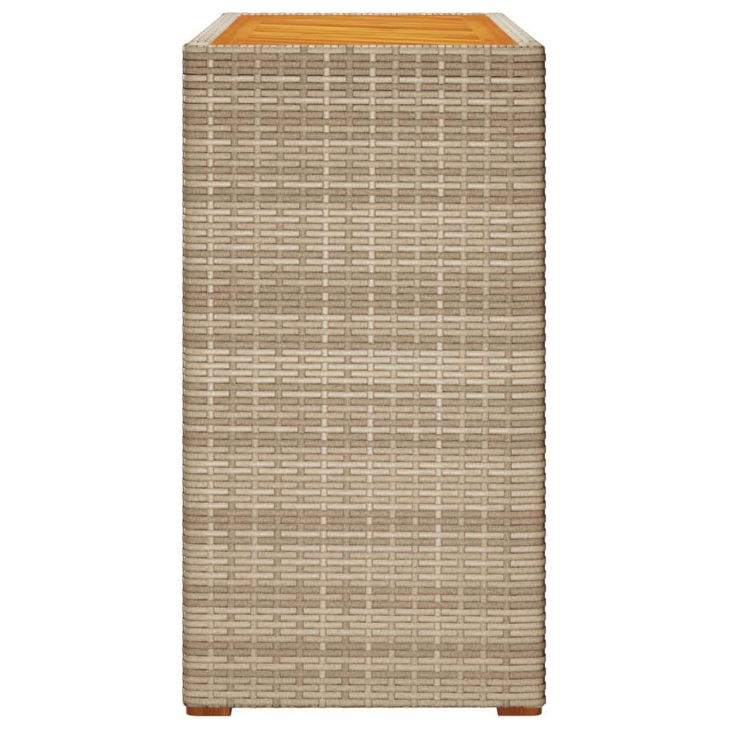 Trädgårdsbord med träskiva beige 100x40x75 cm konstrotting