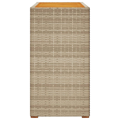 Trädgårdsbord med träskiva beige 100x40x75 cm konstrotting