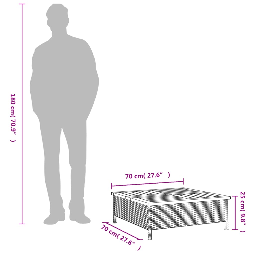 Skydd för parasollfot svart 70x70x25cm konstrottning och akacia