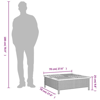 Skydd för parasollfot svart 70x70x25cm konstrottning och akacia