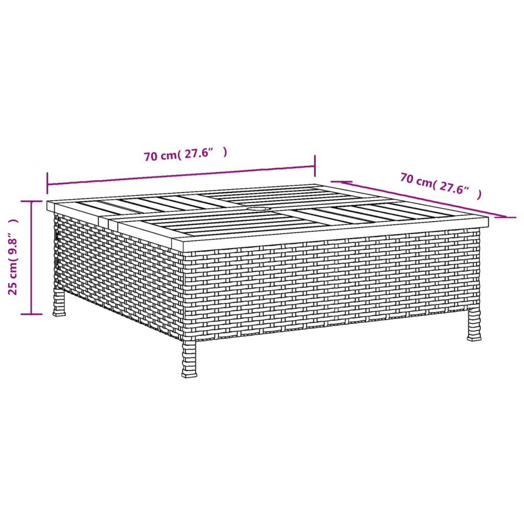 Skydd för parasollfot svart 70x70x25cm konstrottning och akacia