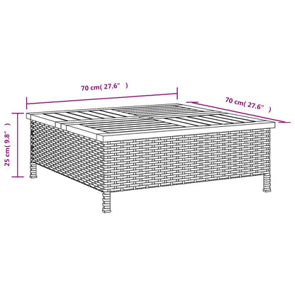 Skydd för parasollfot svart 70x70x25cm konstrottning och akacia