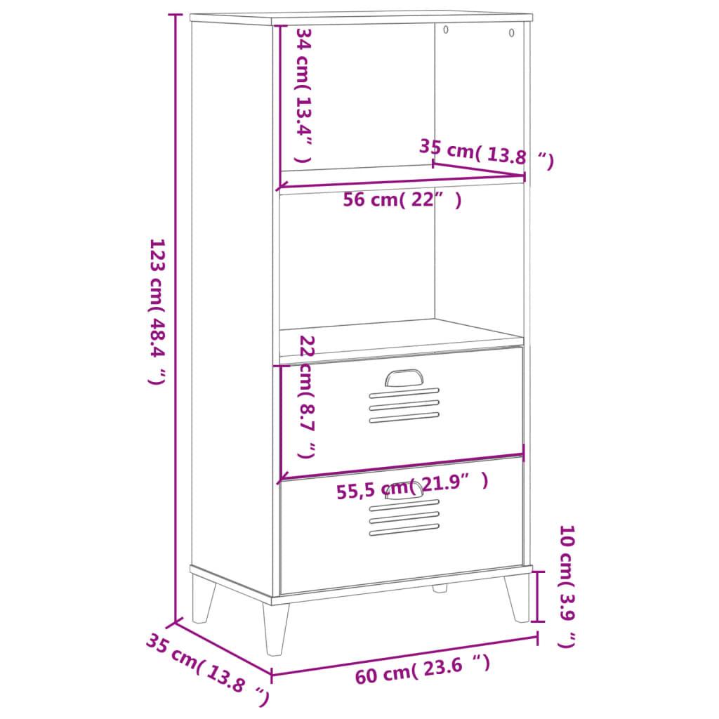 Bokhylla VIKEN svart 60x35x123 cm konstruerat trä