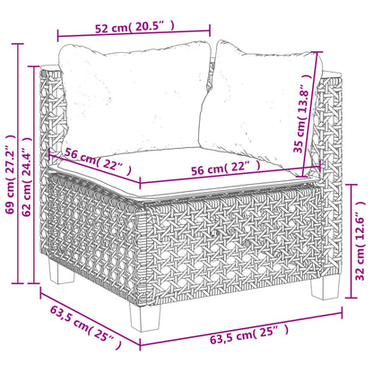 Soffa hörnsektion för trädgården med dynor beige konstrotting