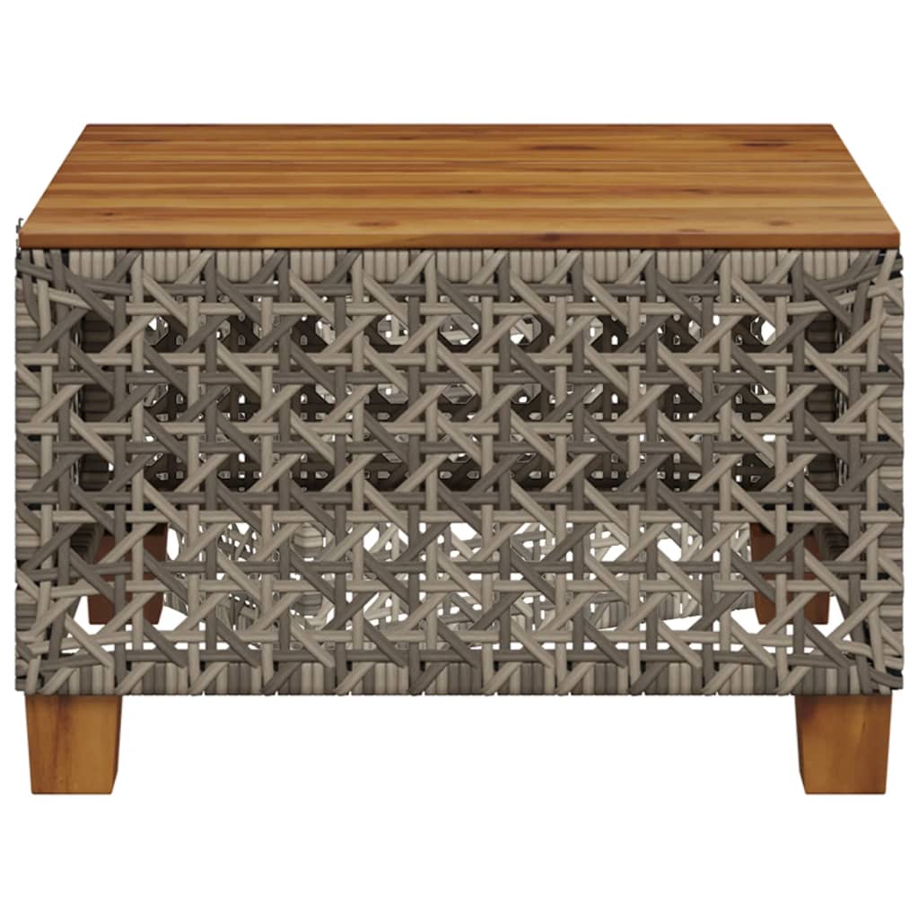 Trädgårdsbord grå 55x55x36 cm konstrotting akaciaträ