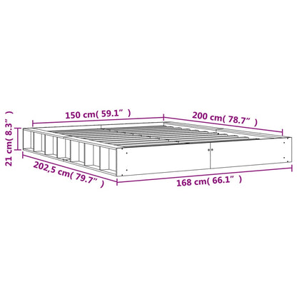 Sängram utan madrass vaxbrun 150x200 cm massiv furu