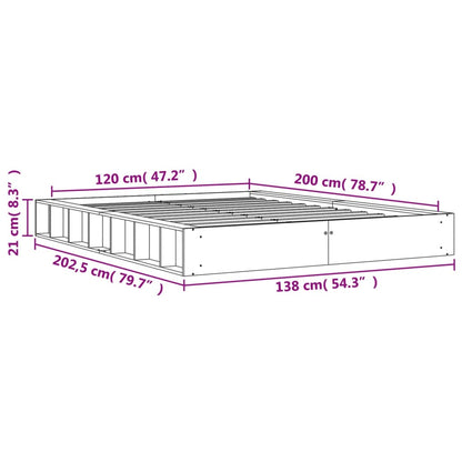 Sängram utan madrass vaxbrun 120x200 cm massiv furu