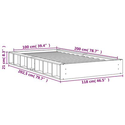 Sängram utan madrass vaxbrun 100x200 cm massiv furu