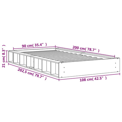 Sängram utan madrass vaxad brun 90x200 cm massiv furu