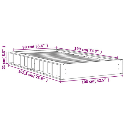 Sängram utan madrass vaxad brun 90x190 cm massiv furu