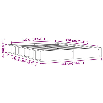 Sängram utan madrass vaxbrun 120x190 cm massiv furu