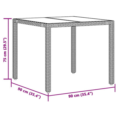 Trädgårdsbord med glasskiva svart 90x90x75 cm konstrotting